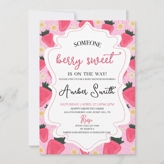 Inbjudan till Berry Sweet Baby Shower (Framsida)