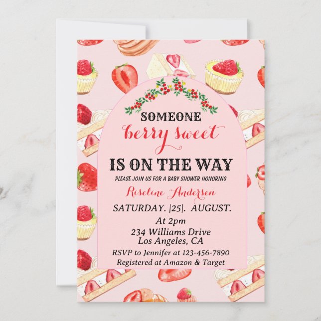 Inbjudan till Berry Sweet Baby Shower (Framsida)