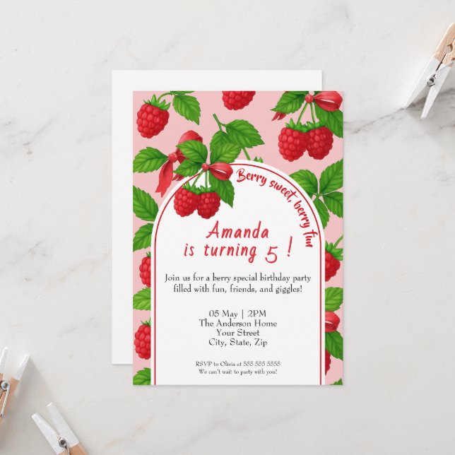 Inbjudan till Berry Sweet Raspberry Barns födelsed (Fram/Back In Situ)