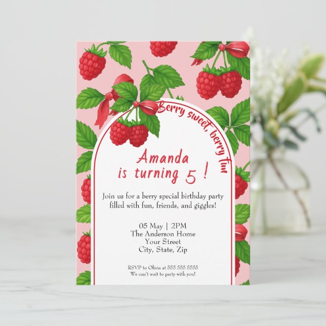 Inbjudan till Berry Sweet Raspberry Barns födelsed (Stående Fram)
