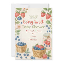 Inbjudan till Berry Sweet Rustic Design Baby Showe