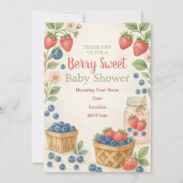 Inbjudan till Berry Sweet Rustic Design Baby Showe
