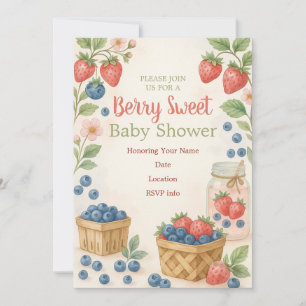 Inbjudan till Berry Sweet Rustic Design Baby Showe