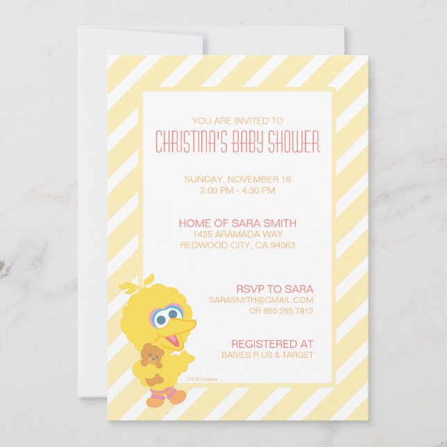 Inbjudan till Big Bird Baby Shower (Framsida)