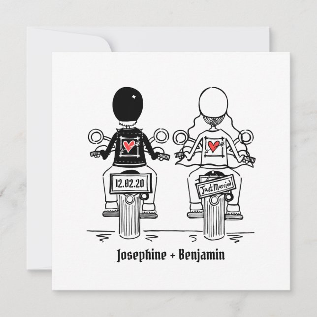 Inbjudan till Biker av motorcykel - kvällsbröllop  (Framsida)