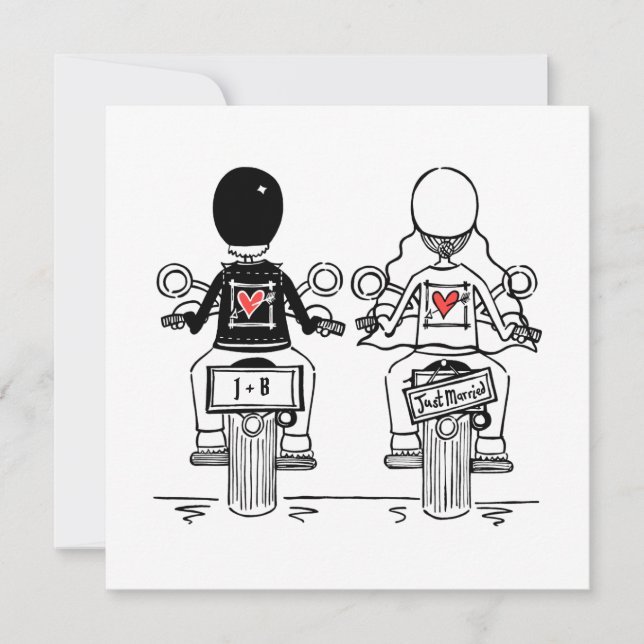 Inbjudan till Biker av motorcykel - kvällsbröllop  (Framsida)
