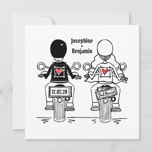 Inbjudan till Biker av motorcykel - kvällsbröllop  (Framsida)