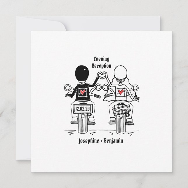 Inbjudan till biker till motorcykel på kvällsbröll (Framsida)