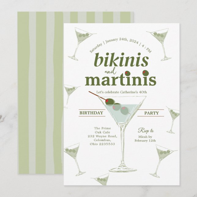 Inbjudan till Bikinis och Martinis 30års födelseda (Fram/baksida)