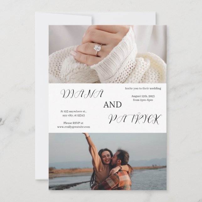 Inbjudan till Bild Collage Wedding (Framsida)