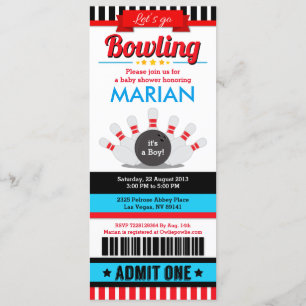 Inbjudan till Biljett-pass-babyskor för Bowling