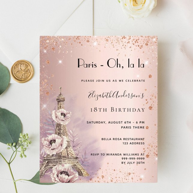 Inbjudan till Birthday ro Paris Eiffel torn (Skapare uppladdad)