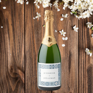 Inbjudan till blå och grått spanska plattor