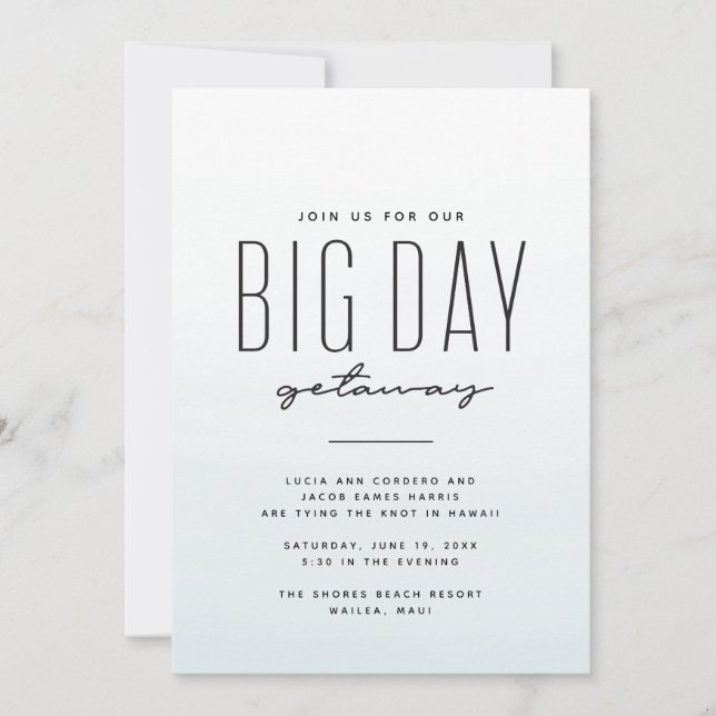 Inbjudan till blå vattenfärg för målbröllop (Framsida)