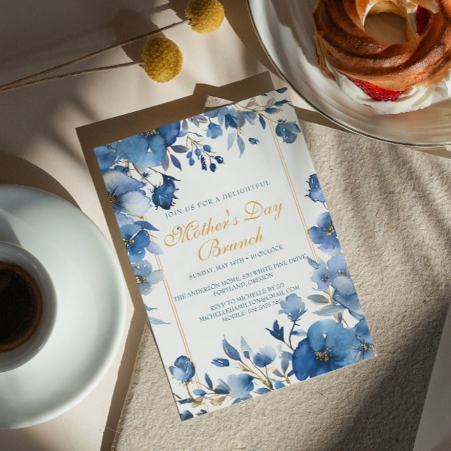 Inbjudan till blåa blommor Mors dag Brunch (Skapare uppladdad)
