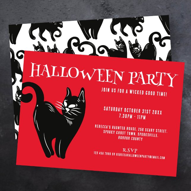 Inbjudan till Black Cat Red Halloween fest (Skapare uppladdad)