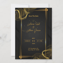 Inbjudan till Black & Guld Elegant bröllop