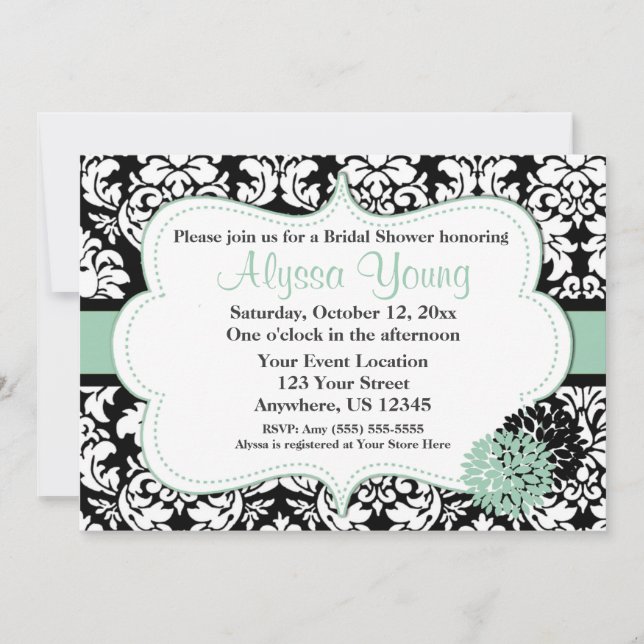 Inbjudan till Black Mint Damask (Framsida)
