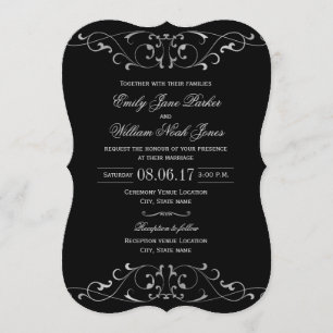 Inbjudan till Black Silver Elegant bröllop