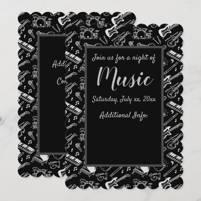 Inbjudan till Black & White Instruments Mönster (Fram/baksida)