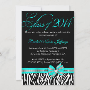 Inbjudan till Black White Teal Zebra 2014 Studente