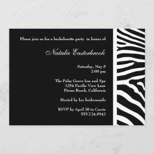 Inbjudan till Black Zebra Bachelorette Party