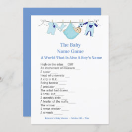 Inbjudan till blått babyvisningsspel