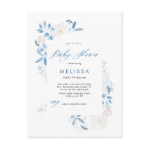 Inbjudan till blått blommigt babykläder för vatten