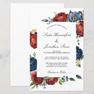 Inbjudan till Blått Burgundy Red Wedding från budg