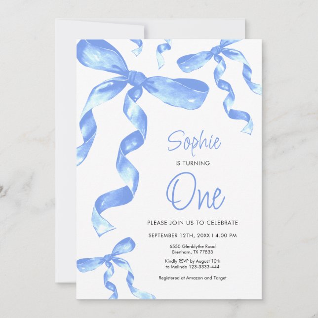 Inbjudan till blått fält 1:a födelsedag (Framsida)