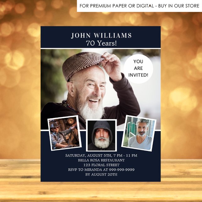 Inbjudan till blått foto för födelsedagsfest marin flygblad (Skapare uppladdad)