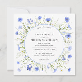 Inbjudan till blek Blue Wildblomma Themed Wedding