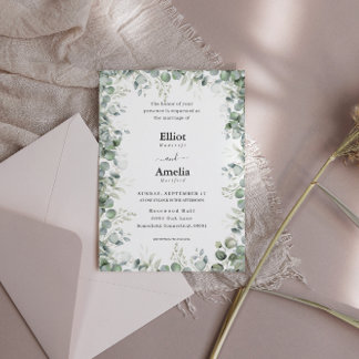 Inbjudan till blek Eucalyptus Embrace Wedding