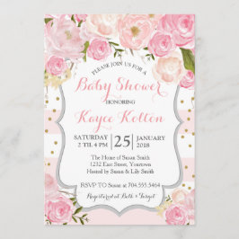 Inbjudan till blek rosa blommor Baby Shower