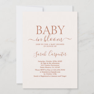 Inbjudan till blek Rosa minimal Boho Baby Shower