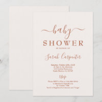 Inbjudan till blek Rosa minimal Boho Baby Shower