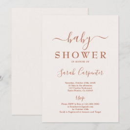 Inbjudan till blek Rosa minimal Boho Baby Shower