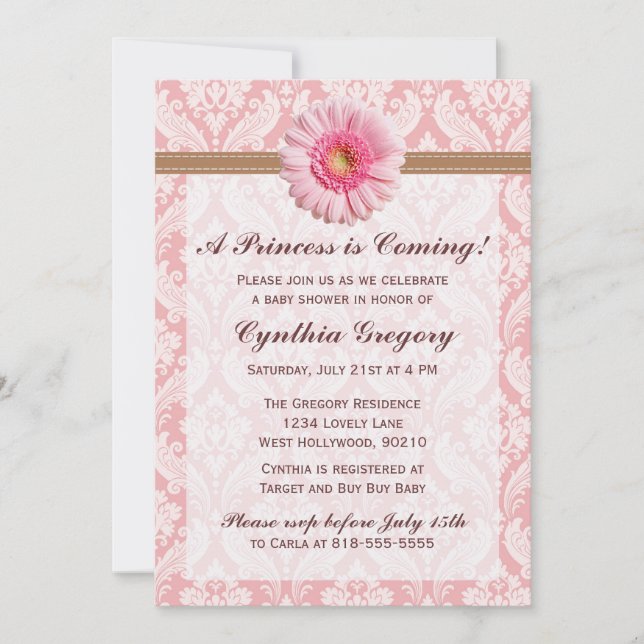 Inbjudan till Blekens Rosa och Brun Daisy för späd (Framsida)