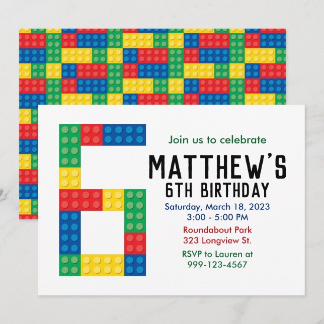 Inbjudan till blockpartiet Byggnad för 6e Party (Fram/baksida)