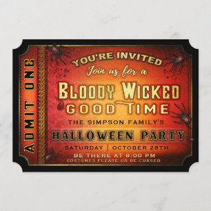 Inbjudan till blodiga Wicked Biljett i Halloween f