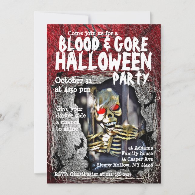 Inbjudan till blodsgore Halloween fest (Framsida)