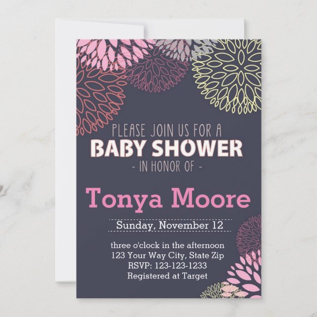 Inbjudan till blomman - Burst Baby Shower (Framsida)