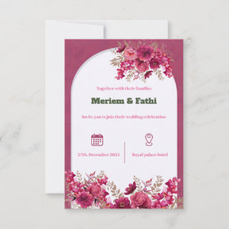 Inbjudan till blomman rosa bröllop