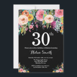 Inbjudan till blommigt 30års födelsedag<br><div class="desc">Inbjudan till blommigt 30års födelsedag för kvinnor. Vattenfärgad Blommigt blomma. Black Chalkboard-bakgrund. Rosa,  Gult,  Orange,  Lila blomma. Vuxen Birthday. Om du vill göra ytterligare anpassningar klickar du på knappen "Anpassa" och användor verktyg som är utformat för att ändra mallen.</div>