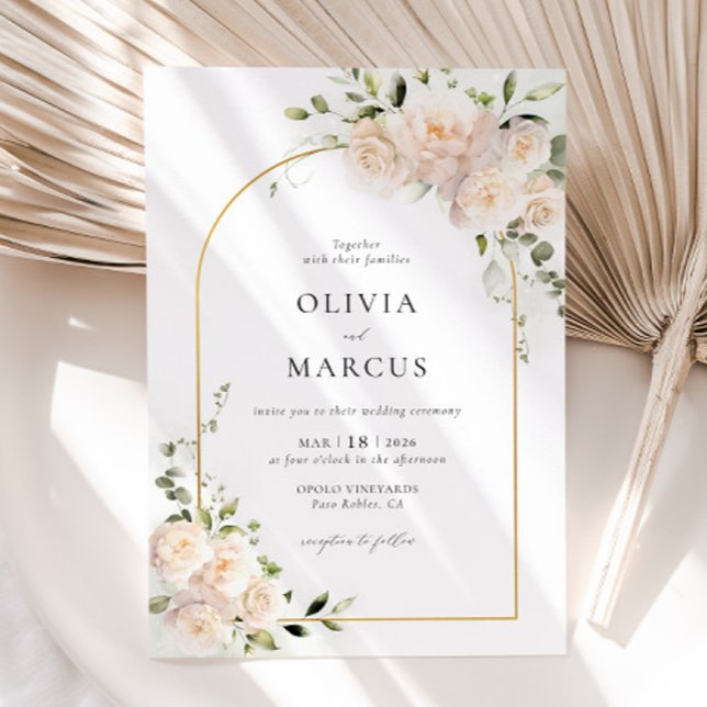 Inbjudan till Blommigt Arch Elegant bröllop (Invitation Front)