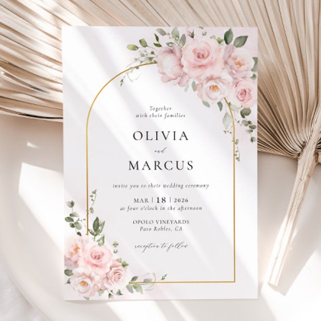 Inbjudan till Blommigt Arch Elegant bröllop (Invitation Front)
