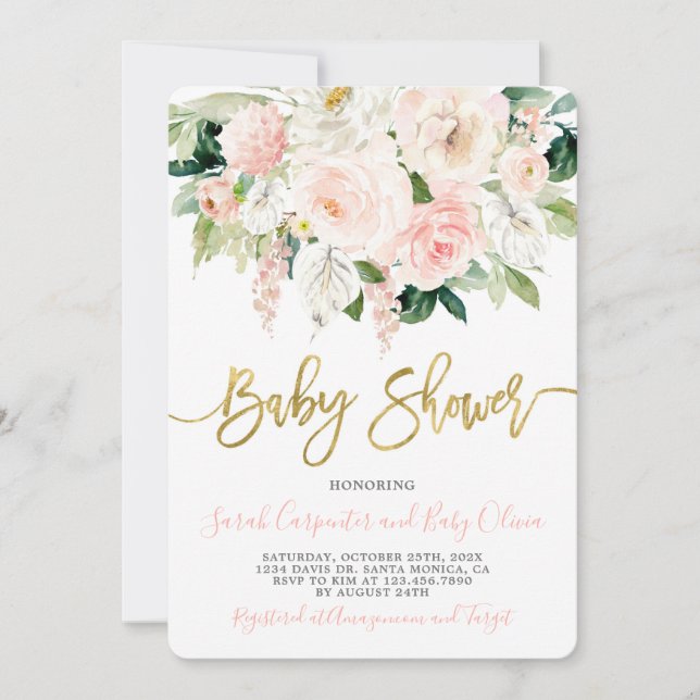 Inbjudan till blommigt av Anthurium Baby Shower Gi (Framsida)