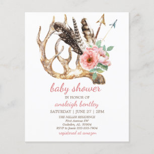 Inbjudan till Blommigt av budget och Antler Baby S Flygblad