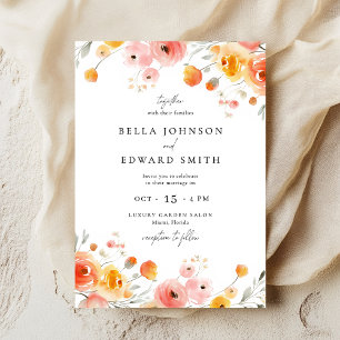 Inbjudan till Blommigt av färgen Fall Wedding Wate
