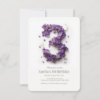 Inbjudan till blommigt av flickors 3-årsdag